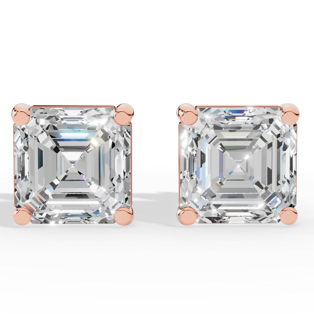 Princess Cut Solitaire Lab-Grown Diamond Stud Earrings rose gold