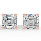 Princess Cut Solitaire Lab-Grown Diamond Stud Earrings rose gold