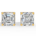 Princess Cut Solitaire Lab-Grown Diamond Stud Earrings yellow gold