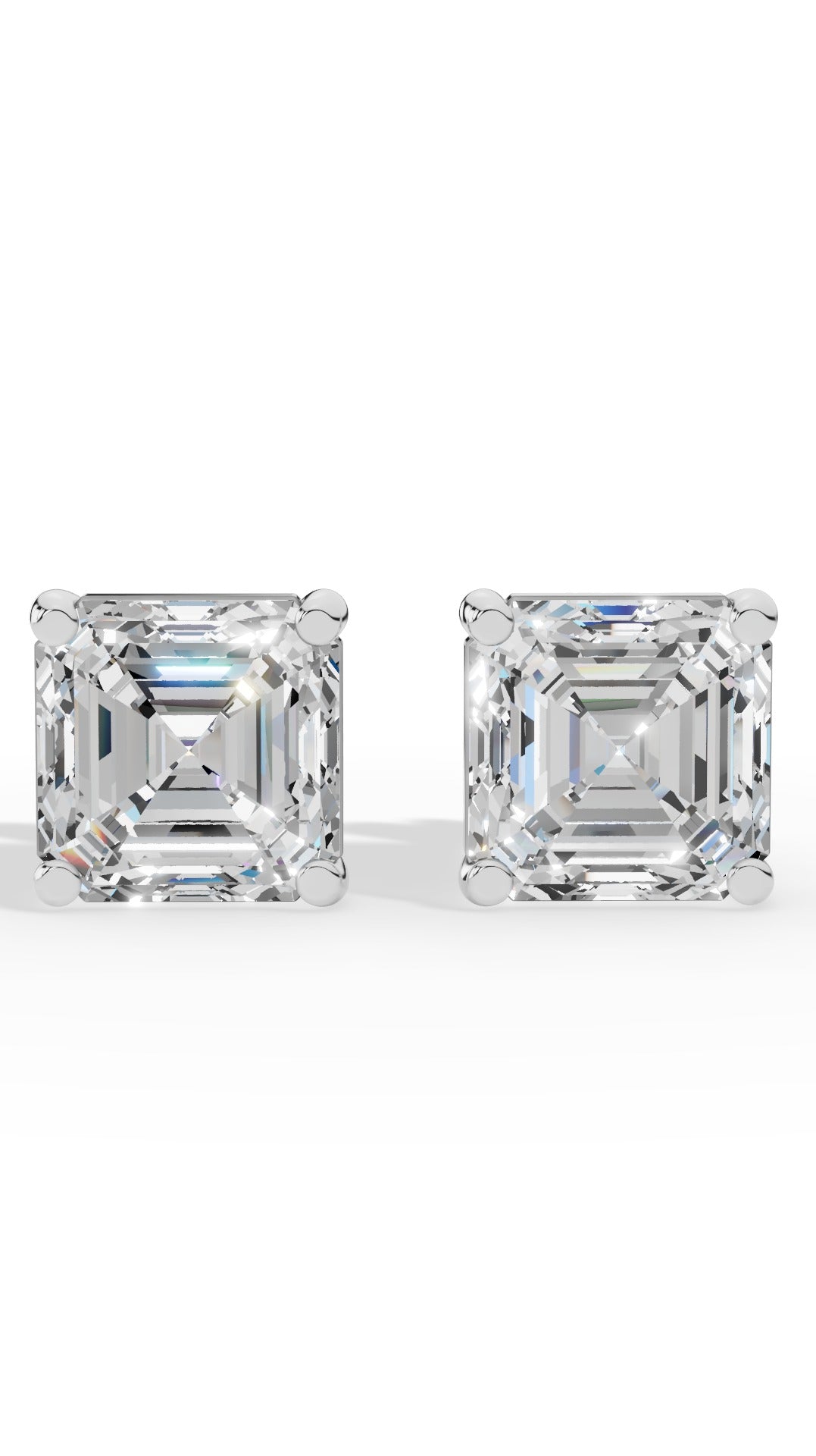 Princess Cut Solitaire Stud Earrings 10K White Gold 1.8 CTW
