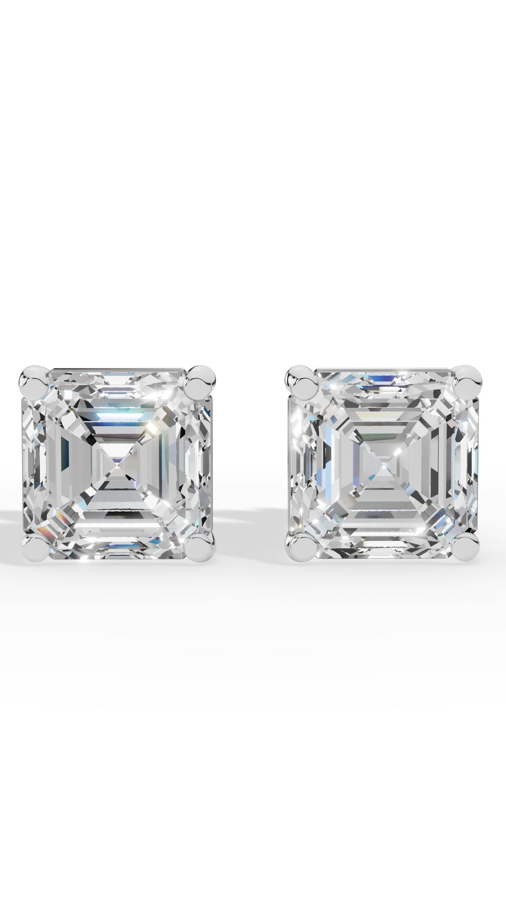 Princess Cut Solitaire Stud Earrings 14K White Gold 1.8 CTW