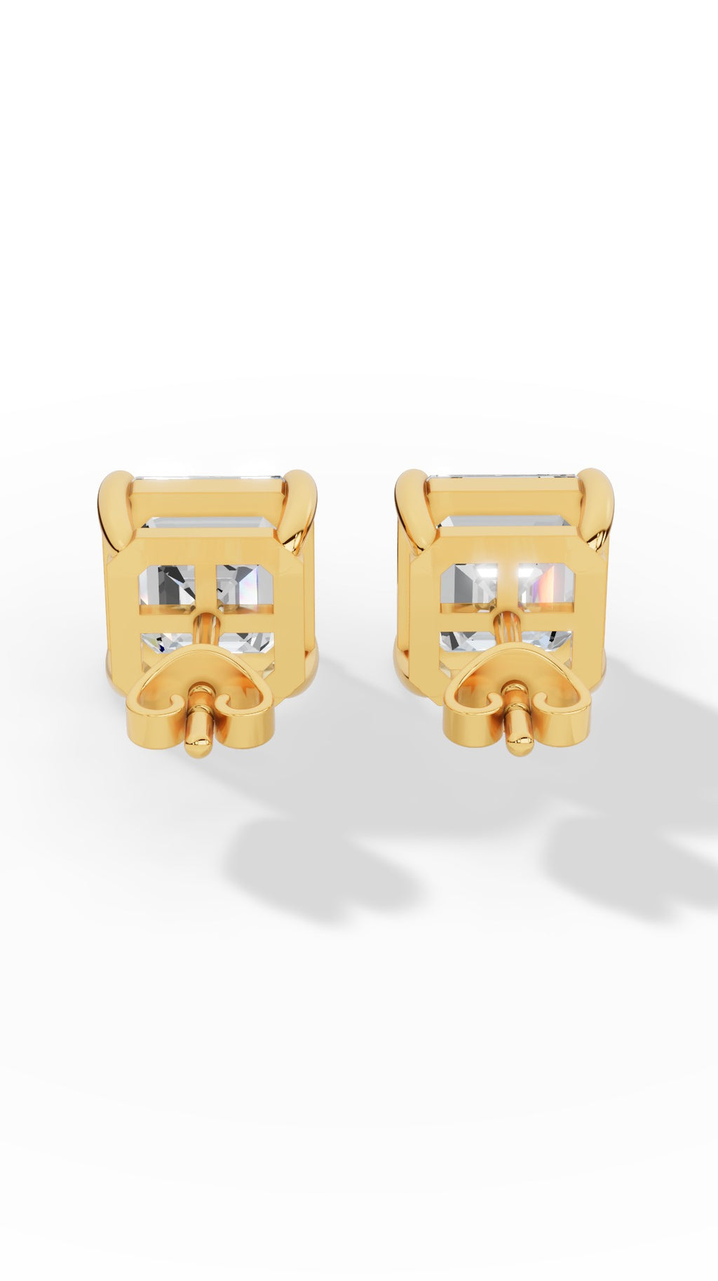 Princess Cut Solitaire Stud Earrings 14K Yellow Gold 1.8 CTW
