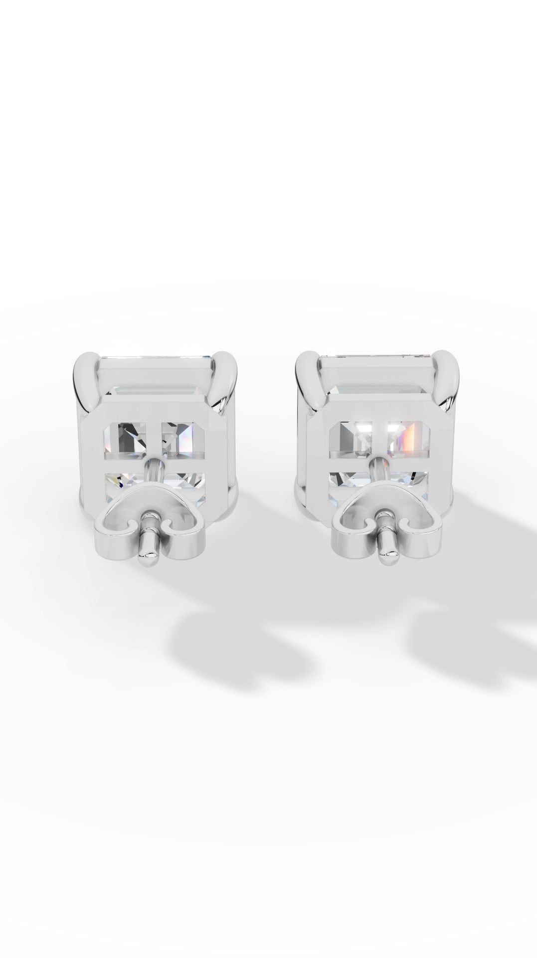 Princess Cut Solitaire Stud Earrings 18K White Gold 1.8 CTW