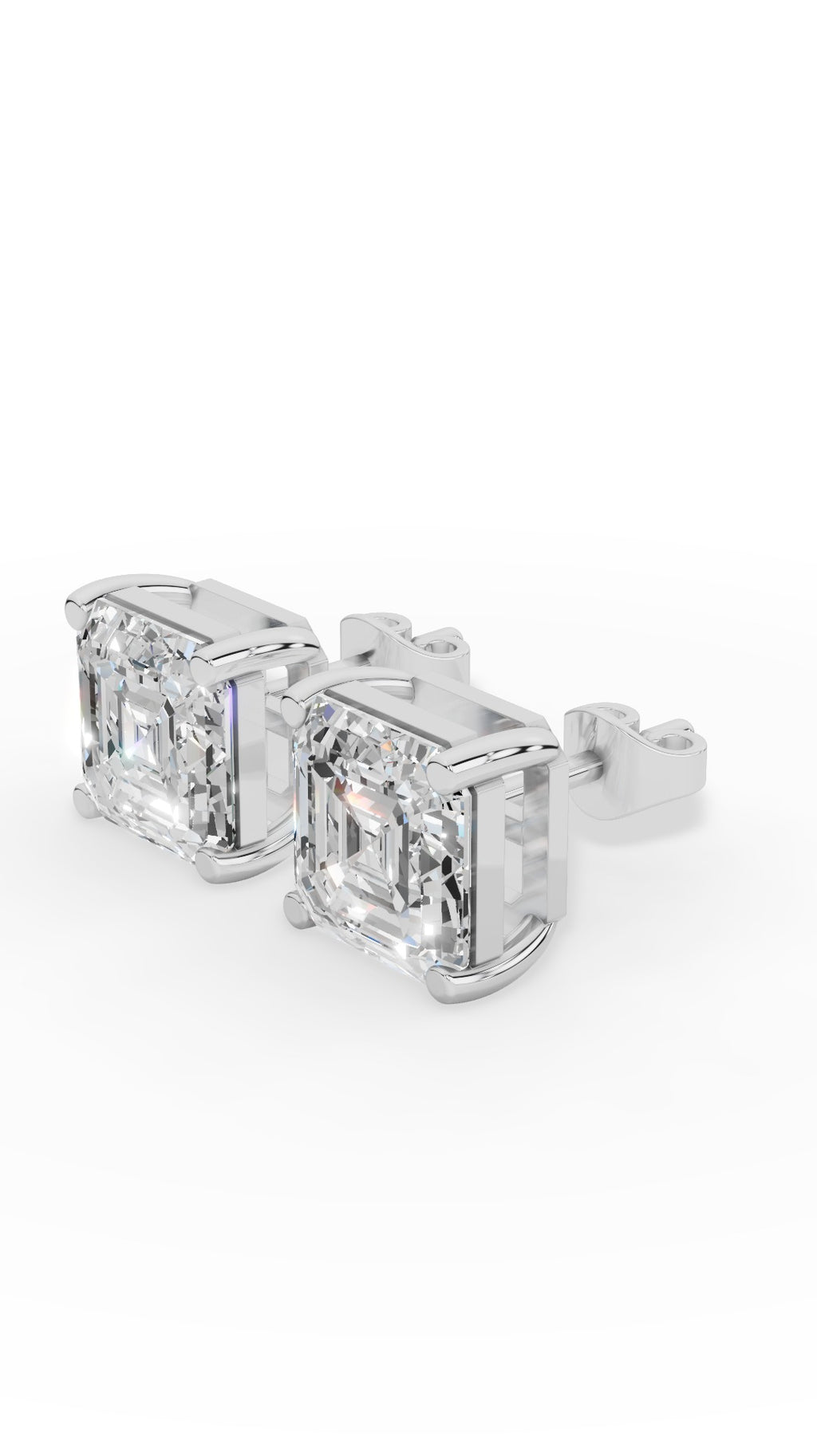 Princess Cut Solitaire Stud Earrings 925 Sterling Silver 1.8 CTW