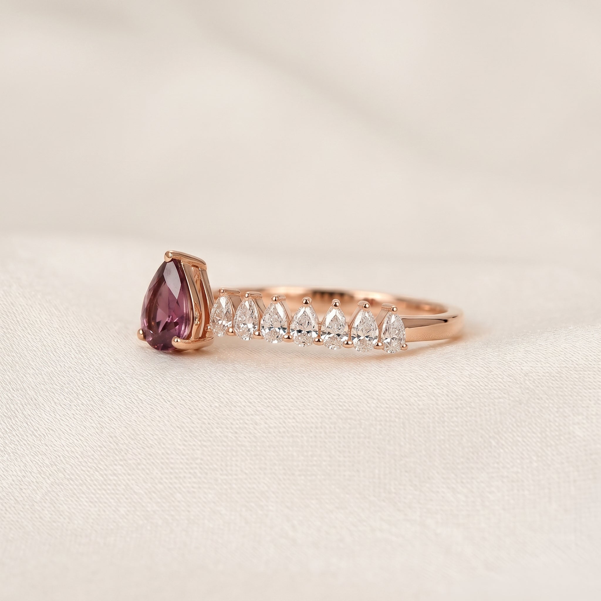 Purple Gemstone & White Lab Grown Diamond Open Ring in 10K Rose Gold 1.12 CTW