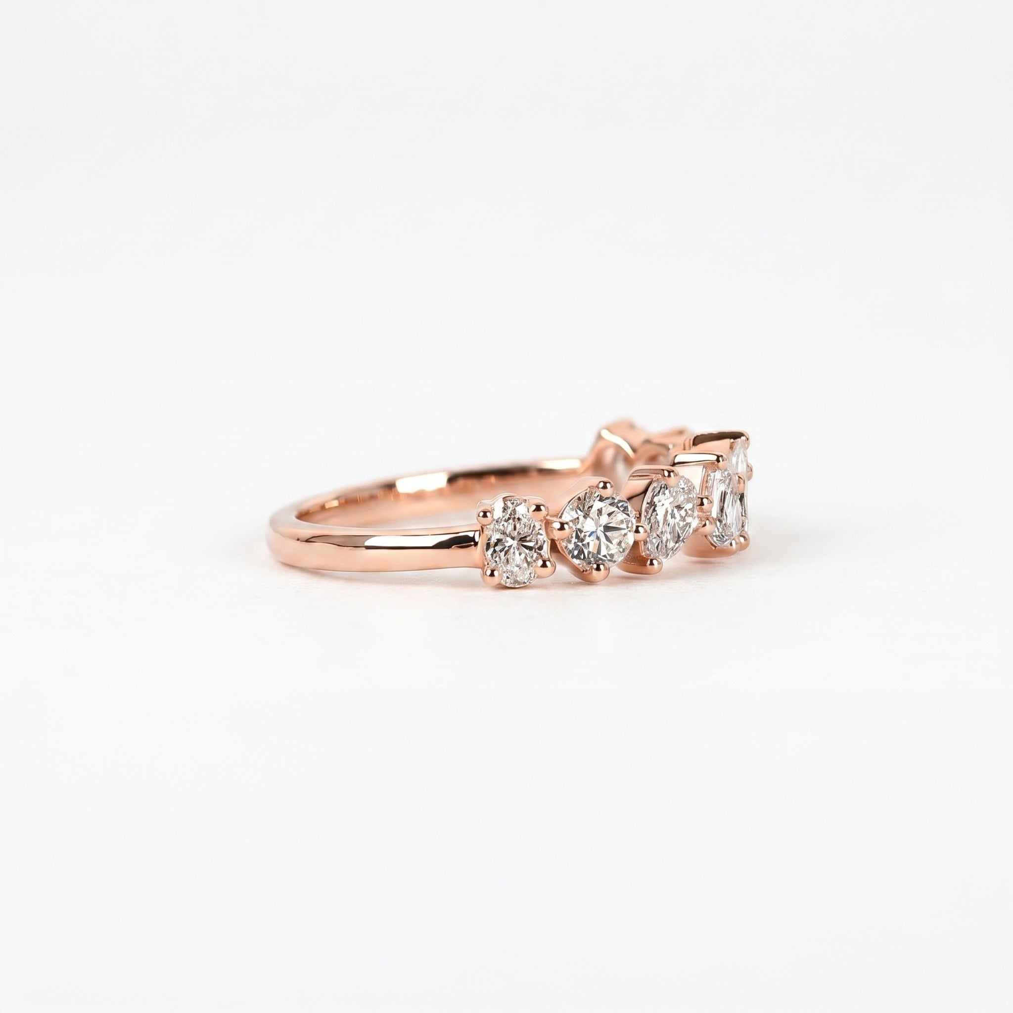 Multi-Shape Diamond Half Eternity Band in 10K Rose Gold 1.01 CTW