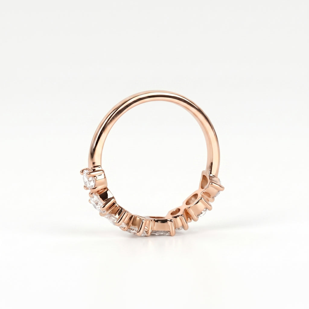 Multi-Shape Diamond Half Eternity Band in 10K Rose Gold 1.01 CTW