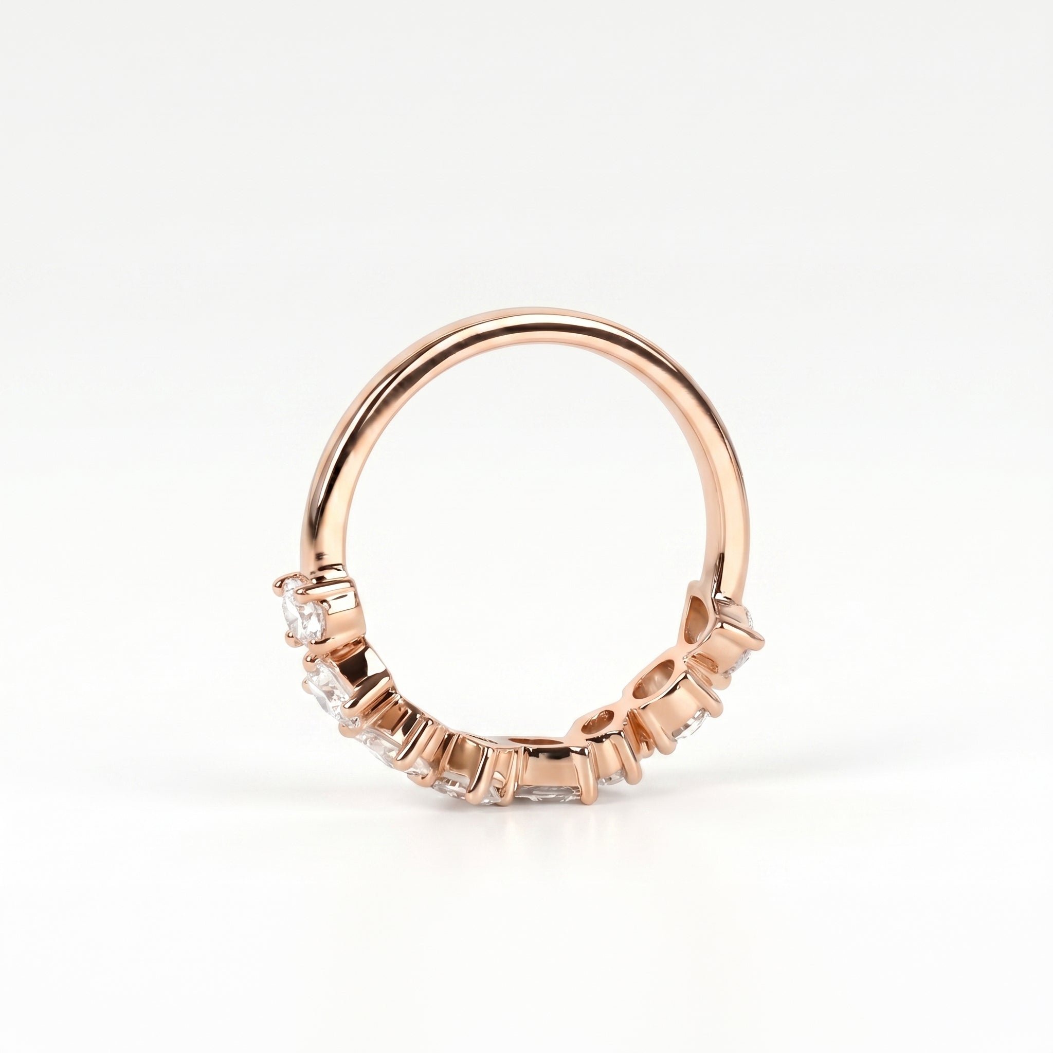 Multi-Shape Diamond Half Eternity Band in 10K Rose Gold 1.01 CTW