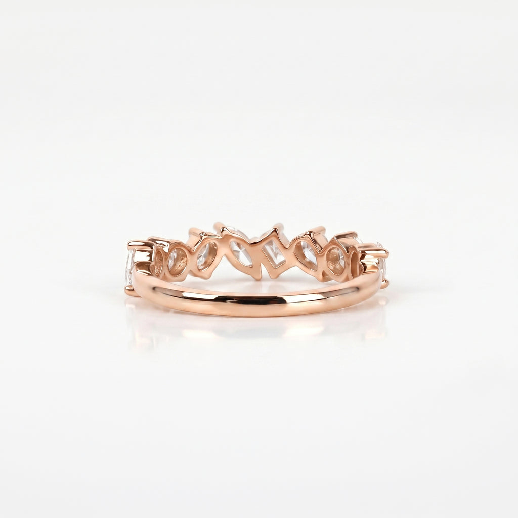 Multi-Shape Diamond Half Eternity Band in 10K Rose Gold 1.01 CTW
