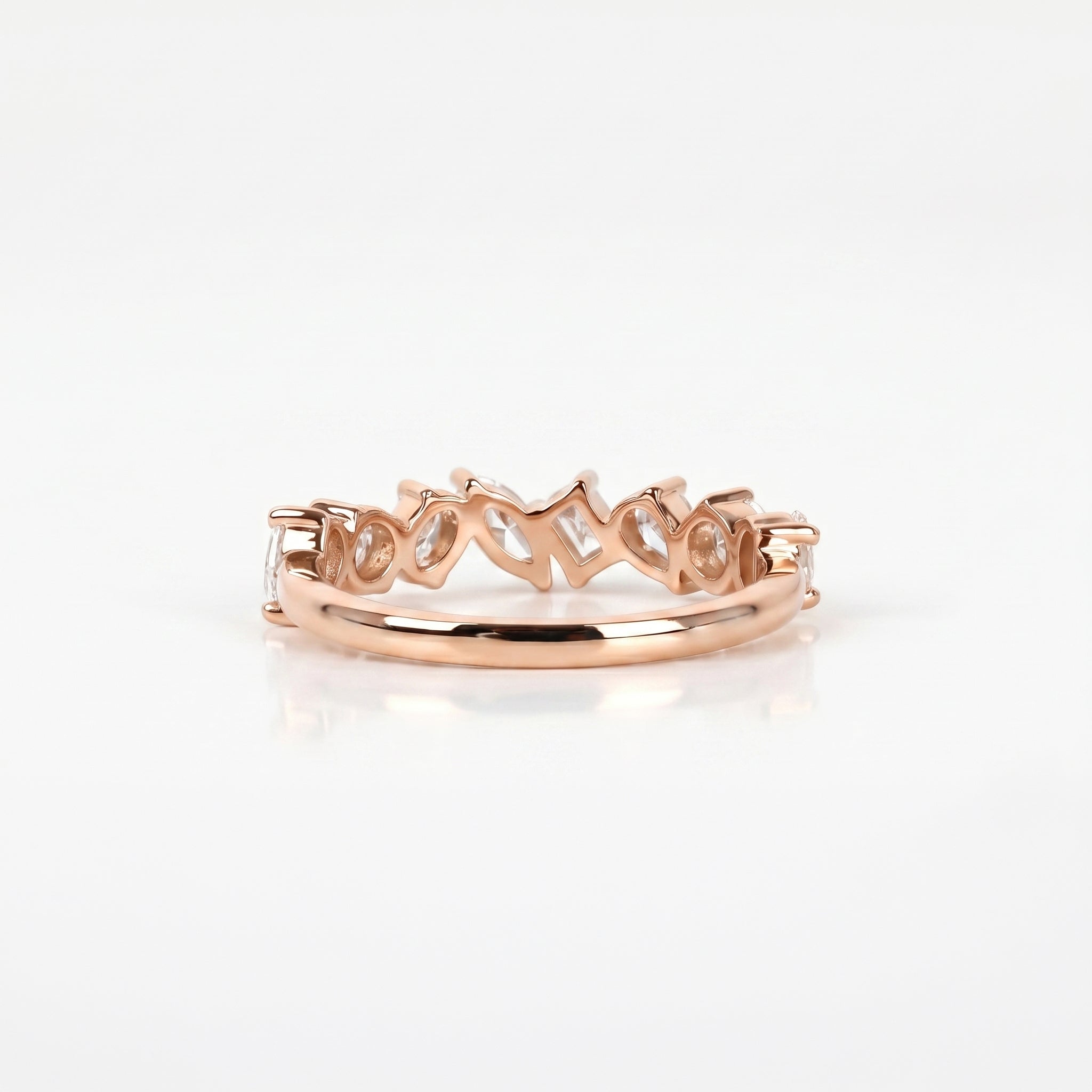 Multi-Shape Diamond Half Eternity Band in 10K Rose Gold 1.01 CTW