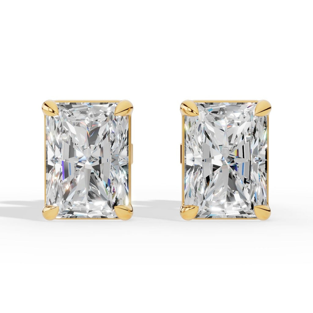 Radiant Cut Solitaire Lab-Grown Diamond Stud Earrings 14 yellow gold