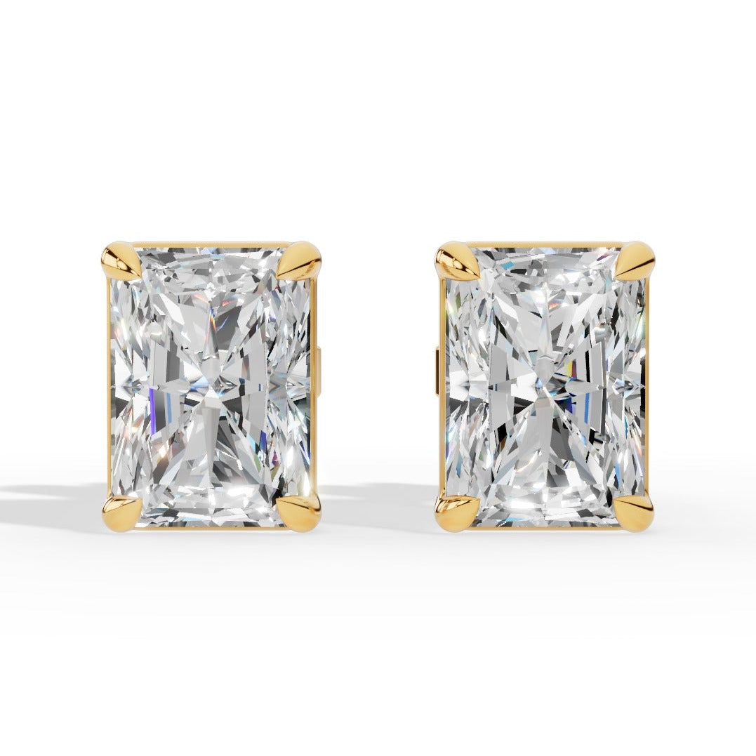 Radiant Cut Solitaire Lab-Grown Diamond Stud Earrings 14 yellow gold
