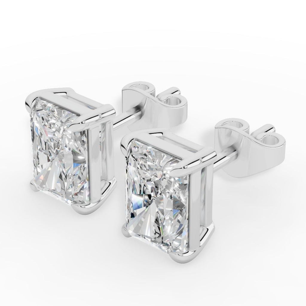 Radiant Cut Solitaire Lab-Grown Diamond Stud Earrings 18k white gold