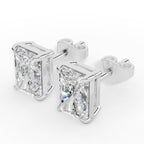 Radiant Cut Solitaire Lab-Grown Diamond Stud Earrings 18k white gold