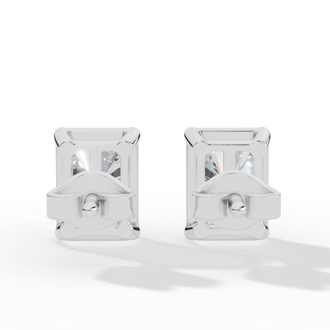 Radiant Cut Solitaire Lab-Grown Diamond Stud Earrings white gold back