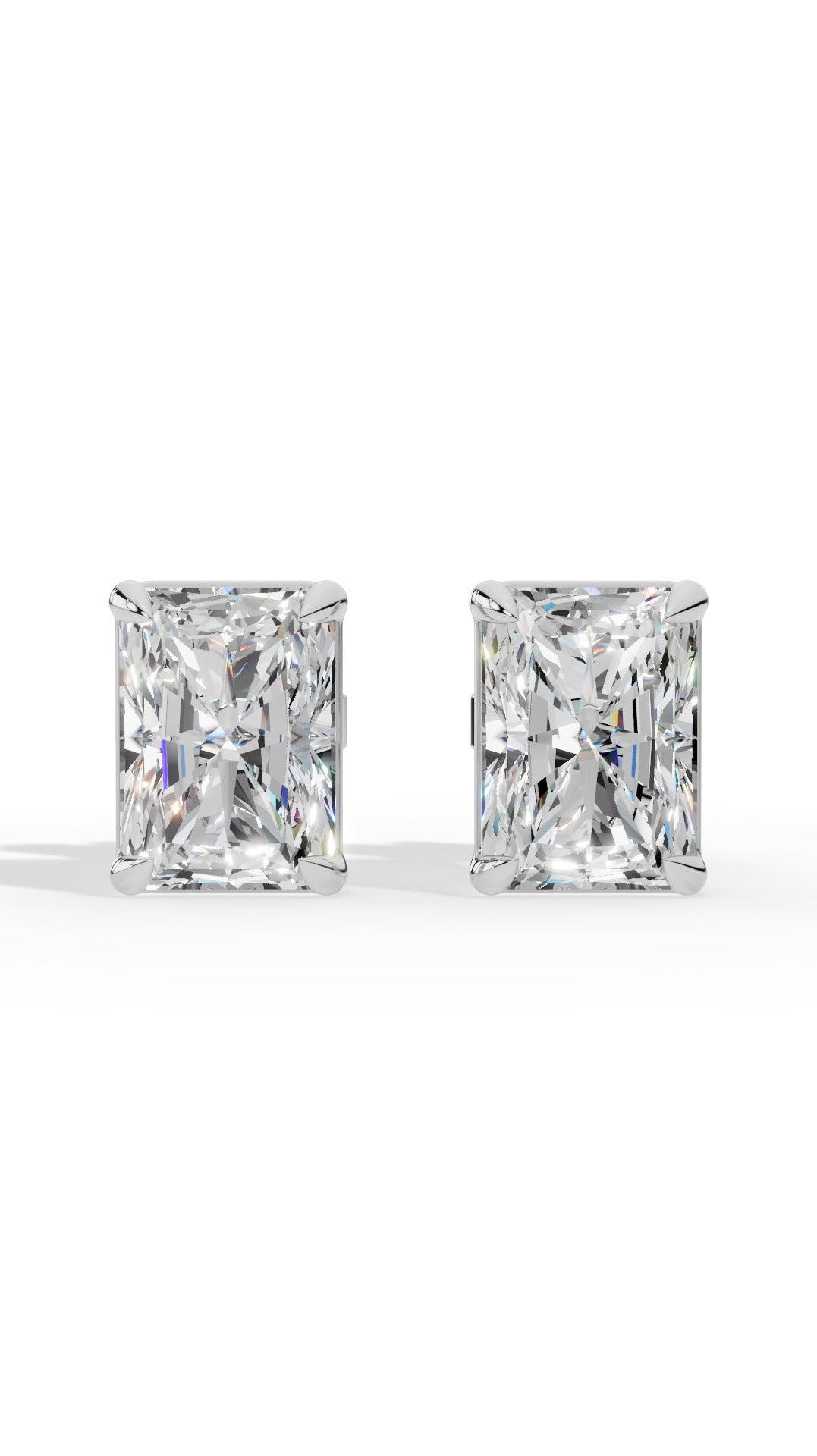 Radiant Cut Solitaire Stud Earrings 10K White Gold 2.0 CTW