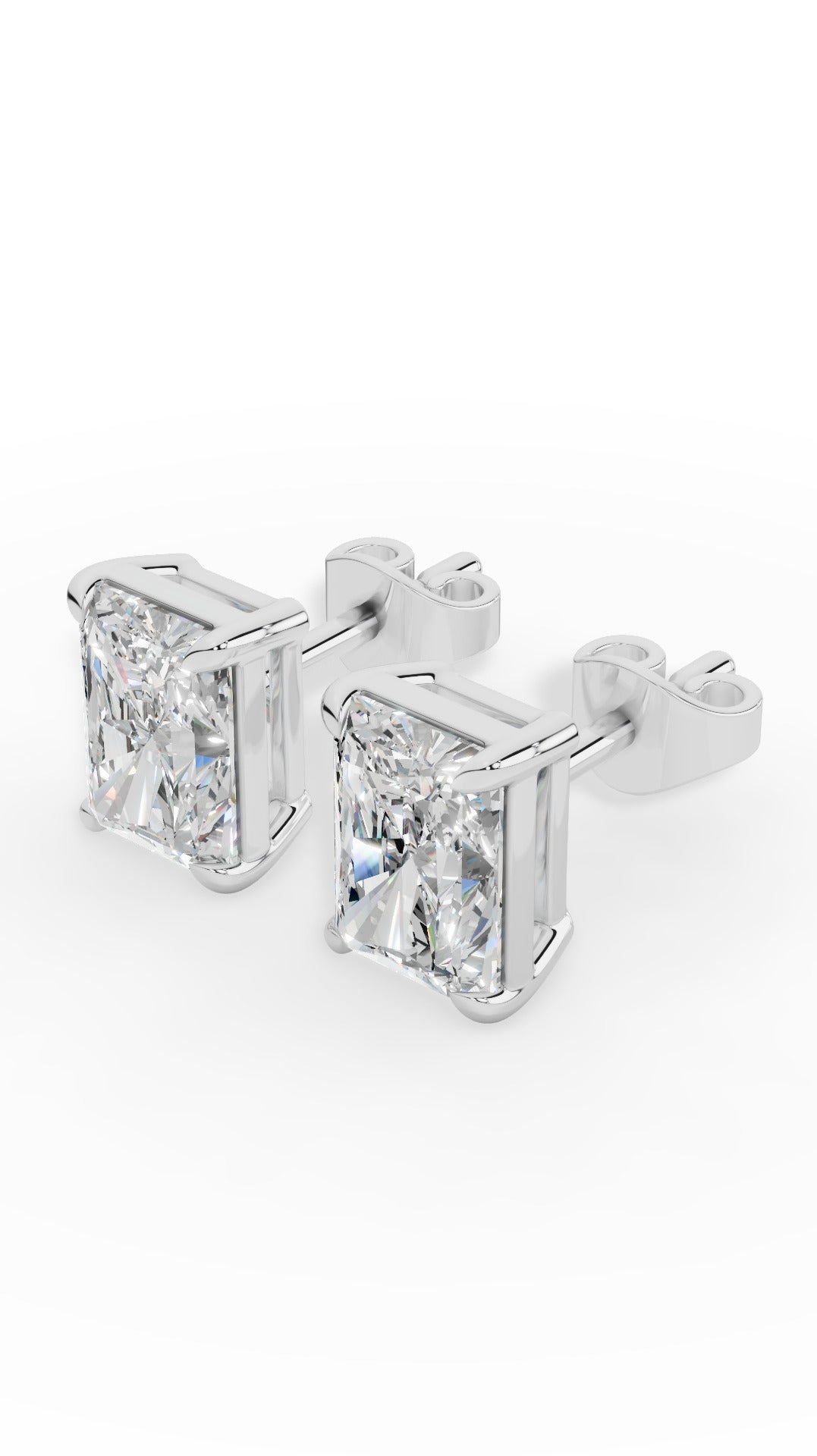 Radiant Cut Solitaire Stud Earrings 14K White Gold 2.0 CTW