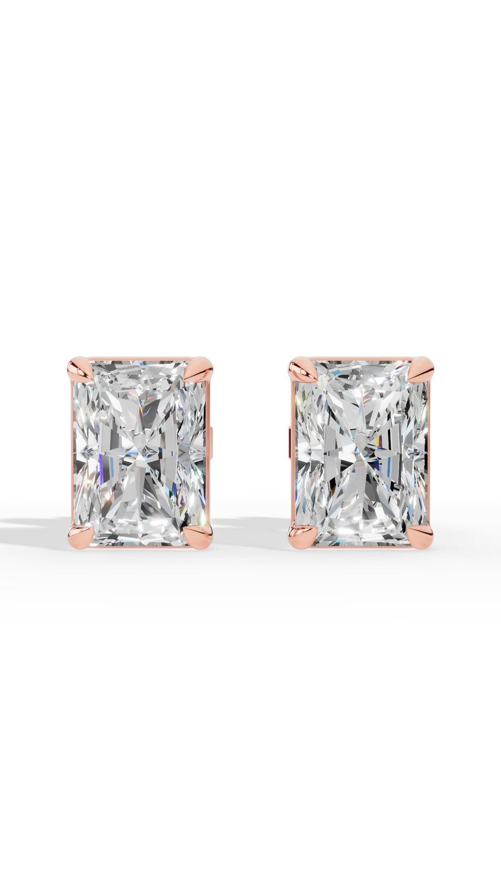 Radiant Cut Solitaire Stud Earrings 18K Rose Gold 2.0 CTW