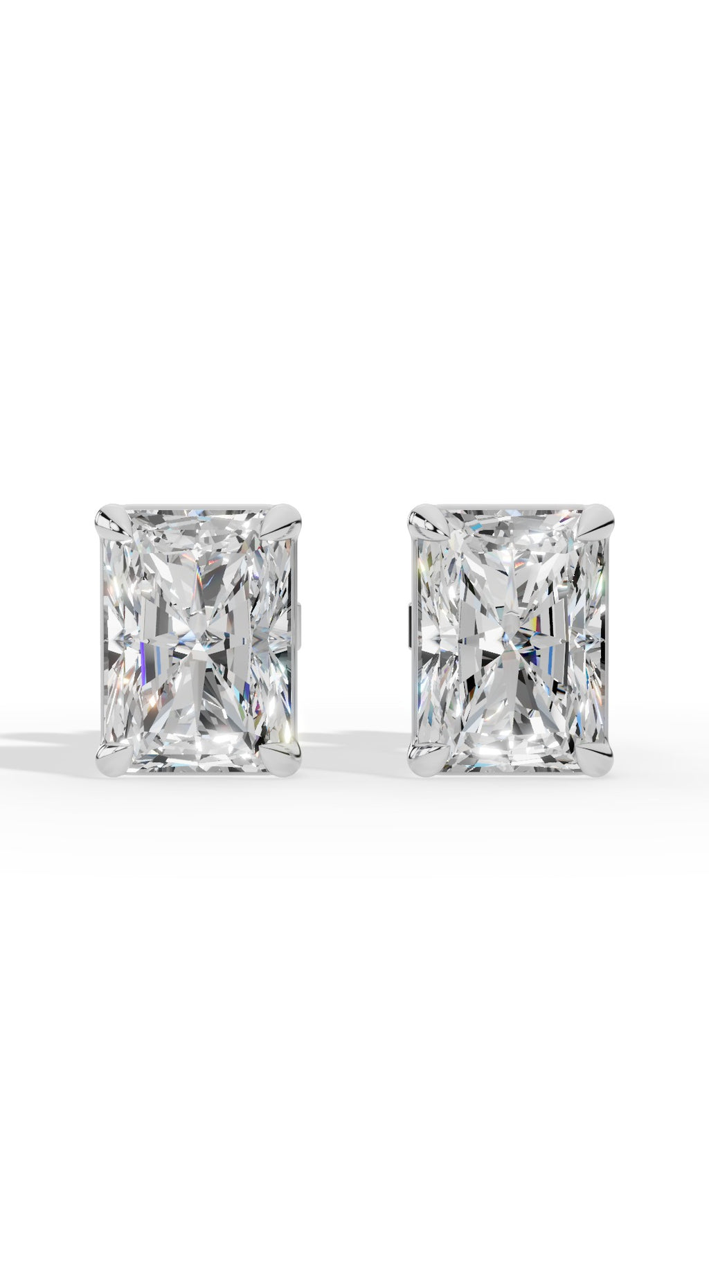 Radiant Cut Solitaire Stud Earrings 18K White Gold 2.0 CTW