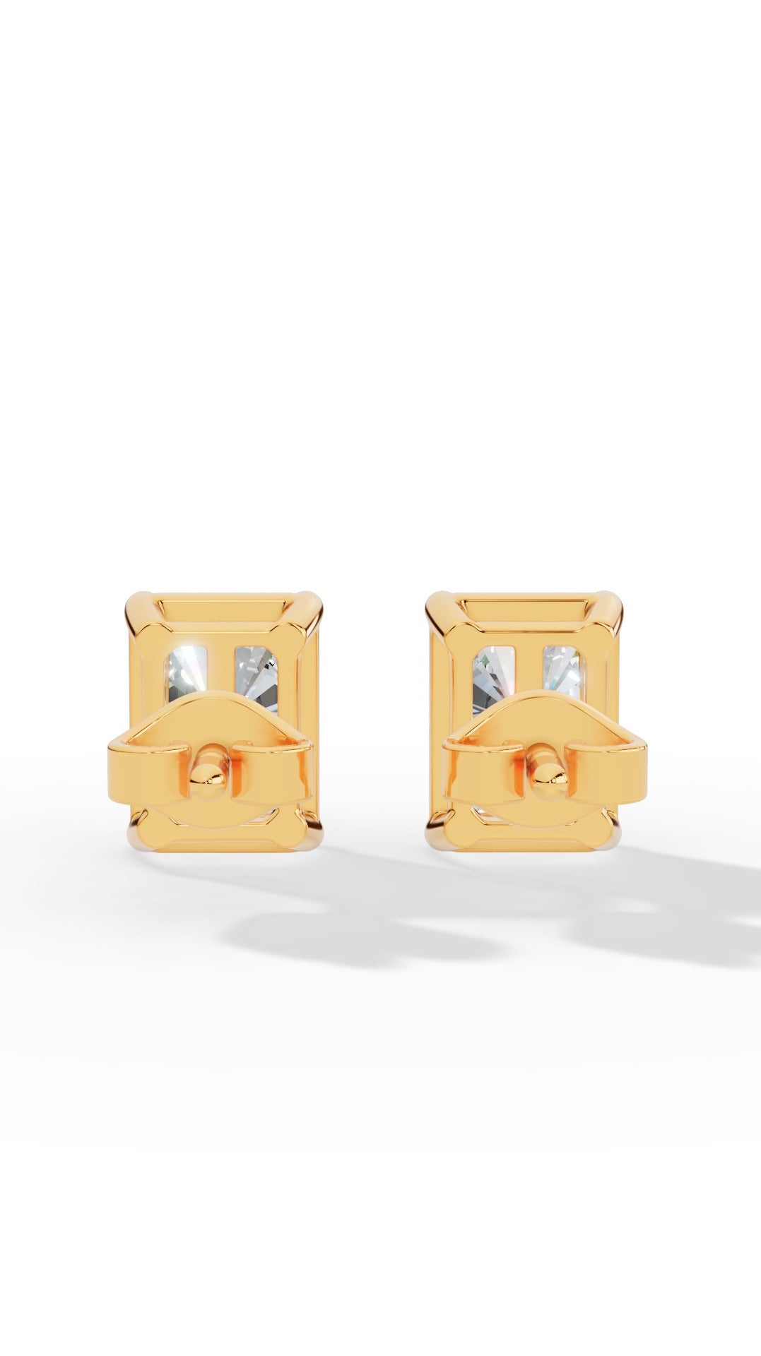 Radiant Cut Solitaire Stud Earrings 18K Yellow Gold 2.0 CTW