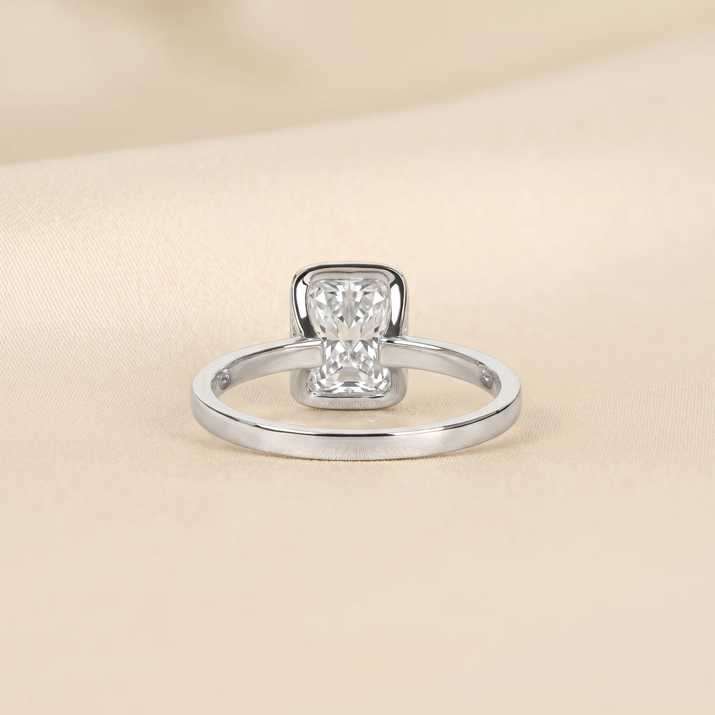 Radiant Lab Grown Diamond Bezel Solitaire Ring in 10K White 1.50 CTW