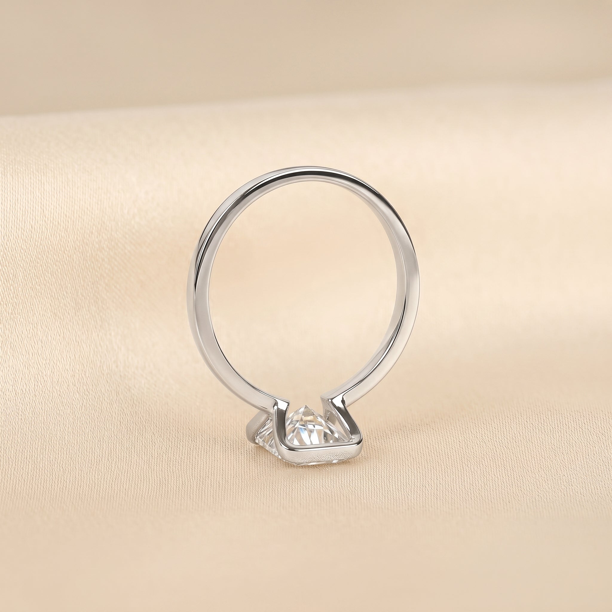 Radiant Lab Grown Diamond Bezel Solitaire Ring in 10K White 1.50 CTW