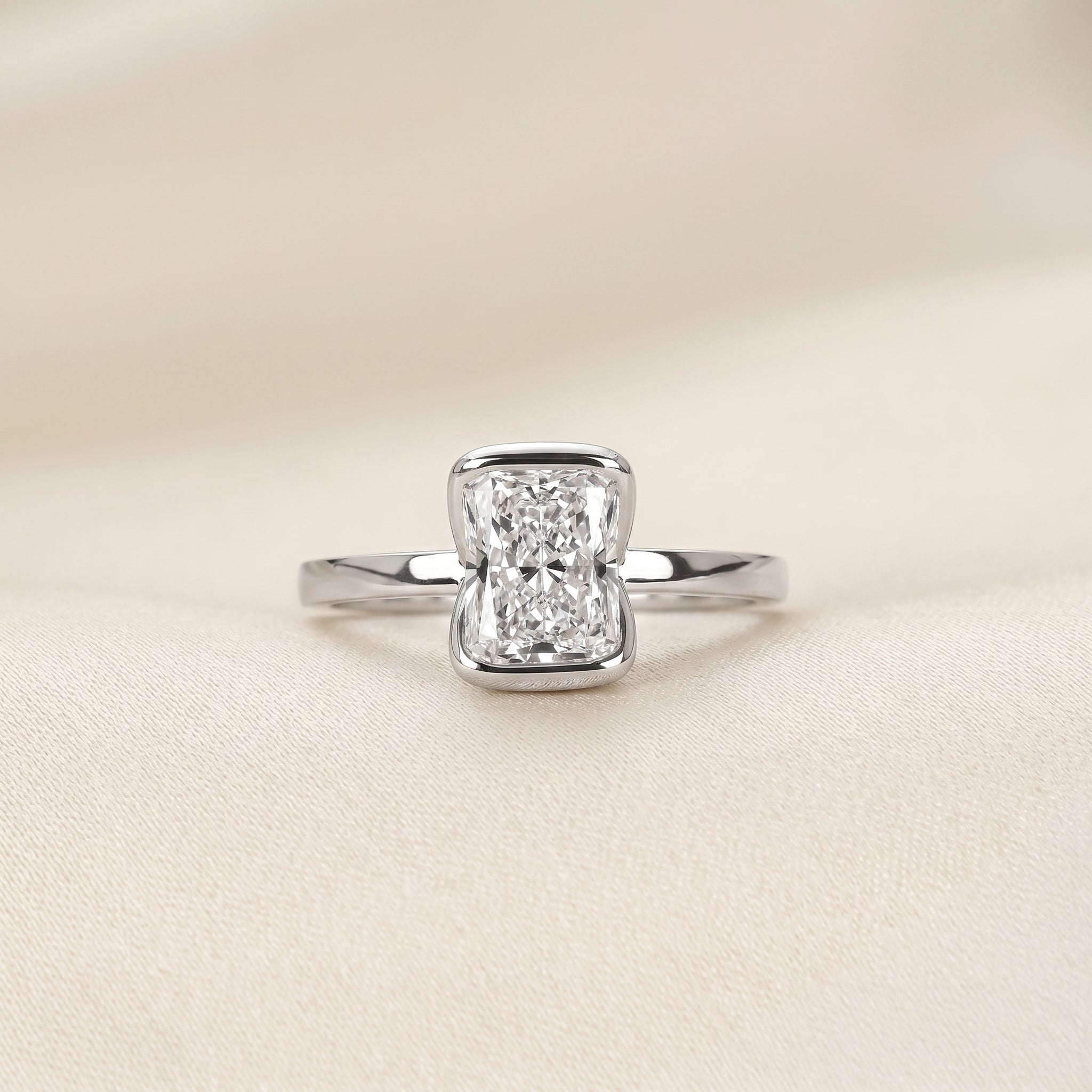 Radiant Lab Grown Diamond Bezel Solitaire Ring in 10K White 1.50 CTW