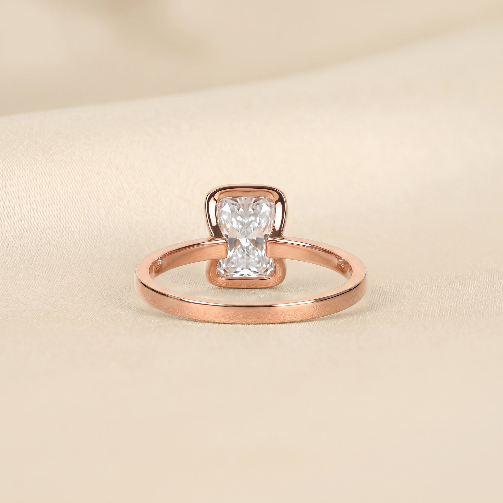 Radiant Lab Grown Diamond Bezel Solitaire Ring in 14K Rose 1.50 CTW