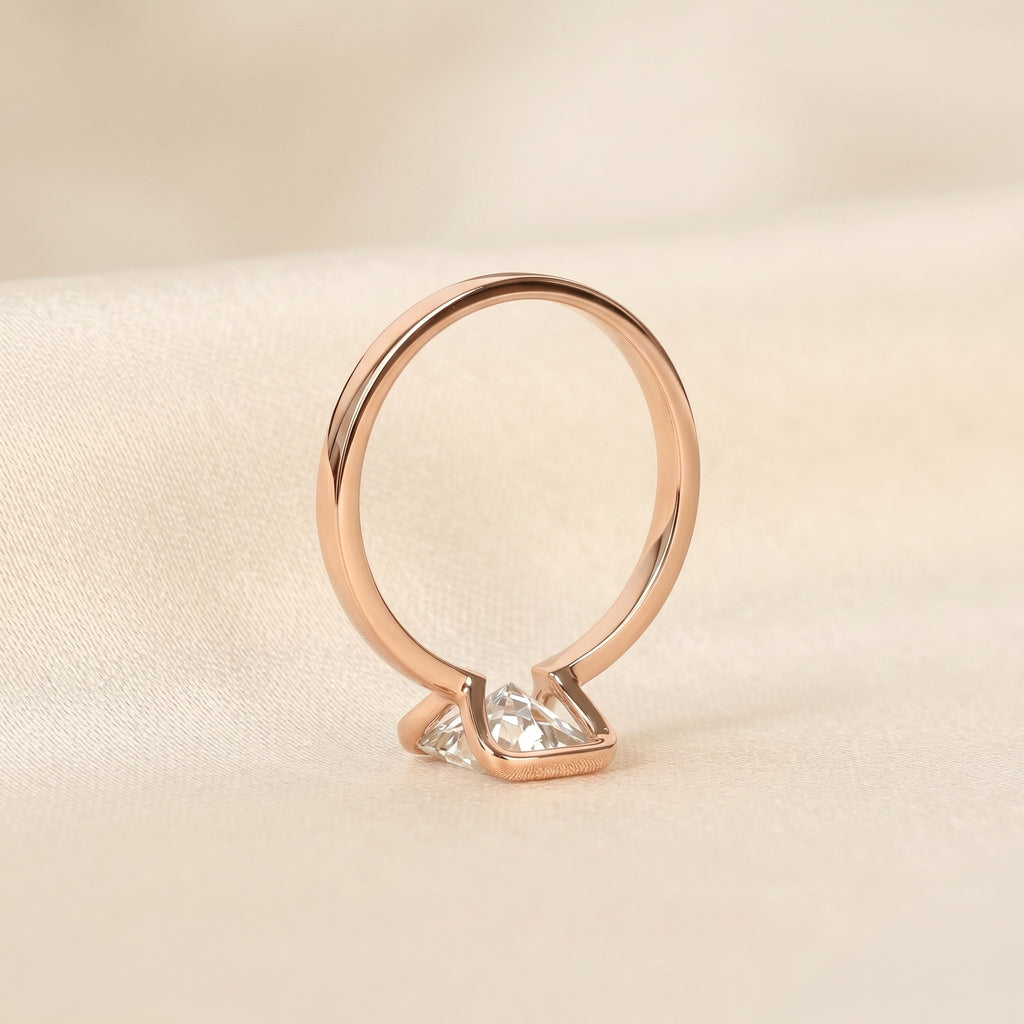 Radiant Lab Grown Diamond Bezel Solitaire Ring in 14K Rose 1.50 CTW