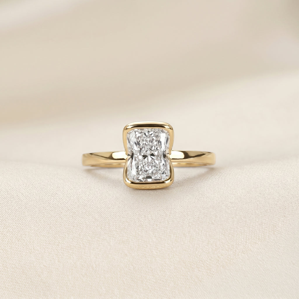Radiant Lab Grown Diamond Bezel Solitaire Ring in 14K Yellow 1.50 CTW