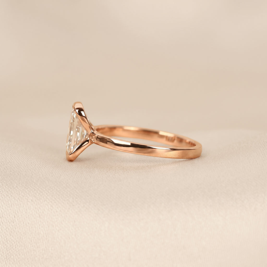 Radiant Lab Grown Diamond Bezel Solitaire Ring in 18K Rose 1.50 CTW