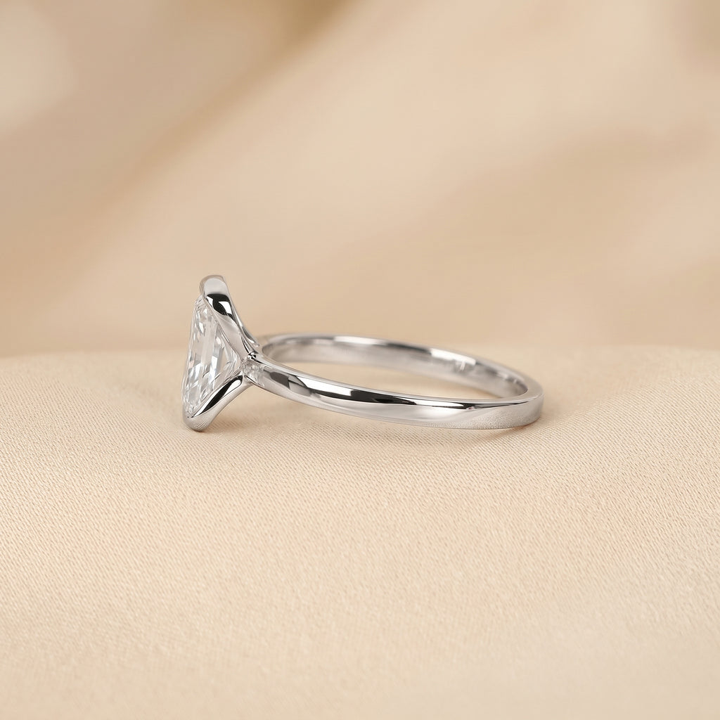 Radiant Lab Grown Diamond Bezel Solitaire Ring in 18K White 1.50 CTW