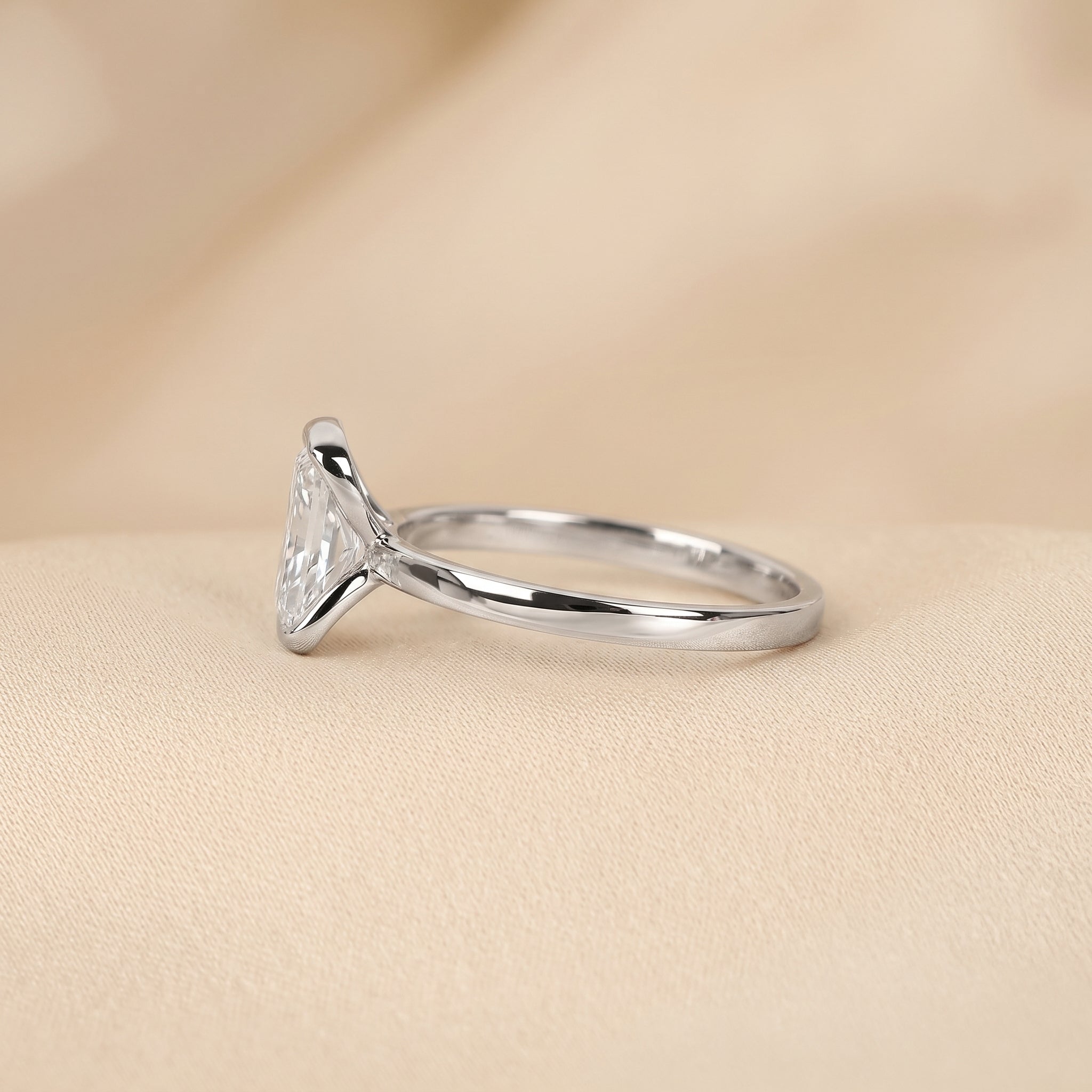 Radiant Lab Grown Diamond Bezel Solitaire Ring in 18K White 1.50 CTW