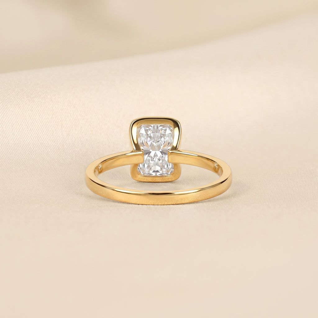 Radiant Lab Grown Diamond Bezel Solitaire Ring in 18K Yellow 1.50 CTW