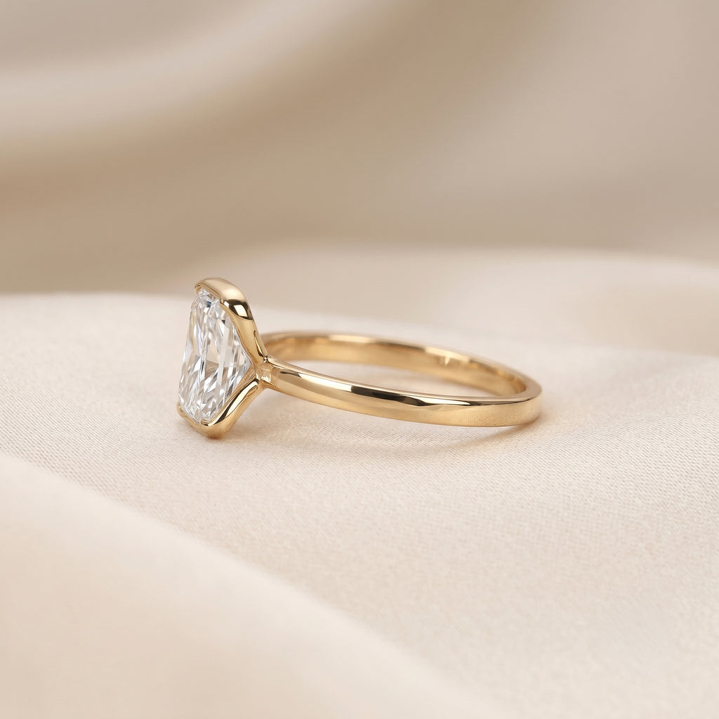 Radiant Lab Grown Diamond Bezel Solitaire Ring in 18K Yellow 1.50 CTW