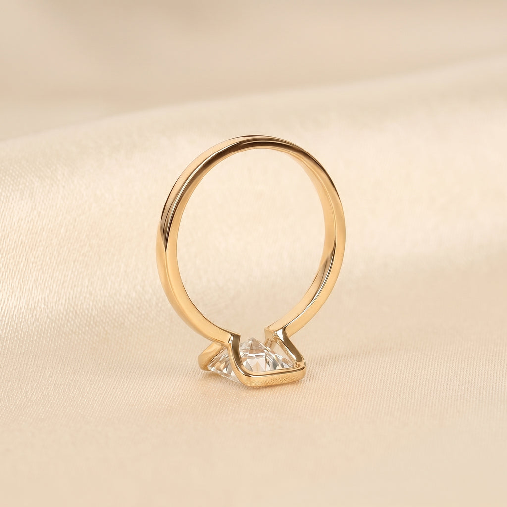 Radiant Lab Grown Diamond Bezel Solitaire Ring in 18K Yellow 1.50 CTW