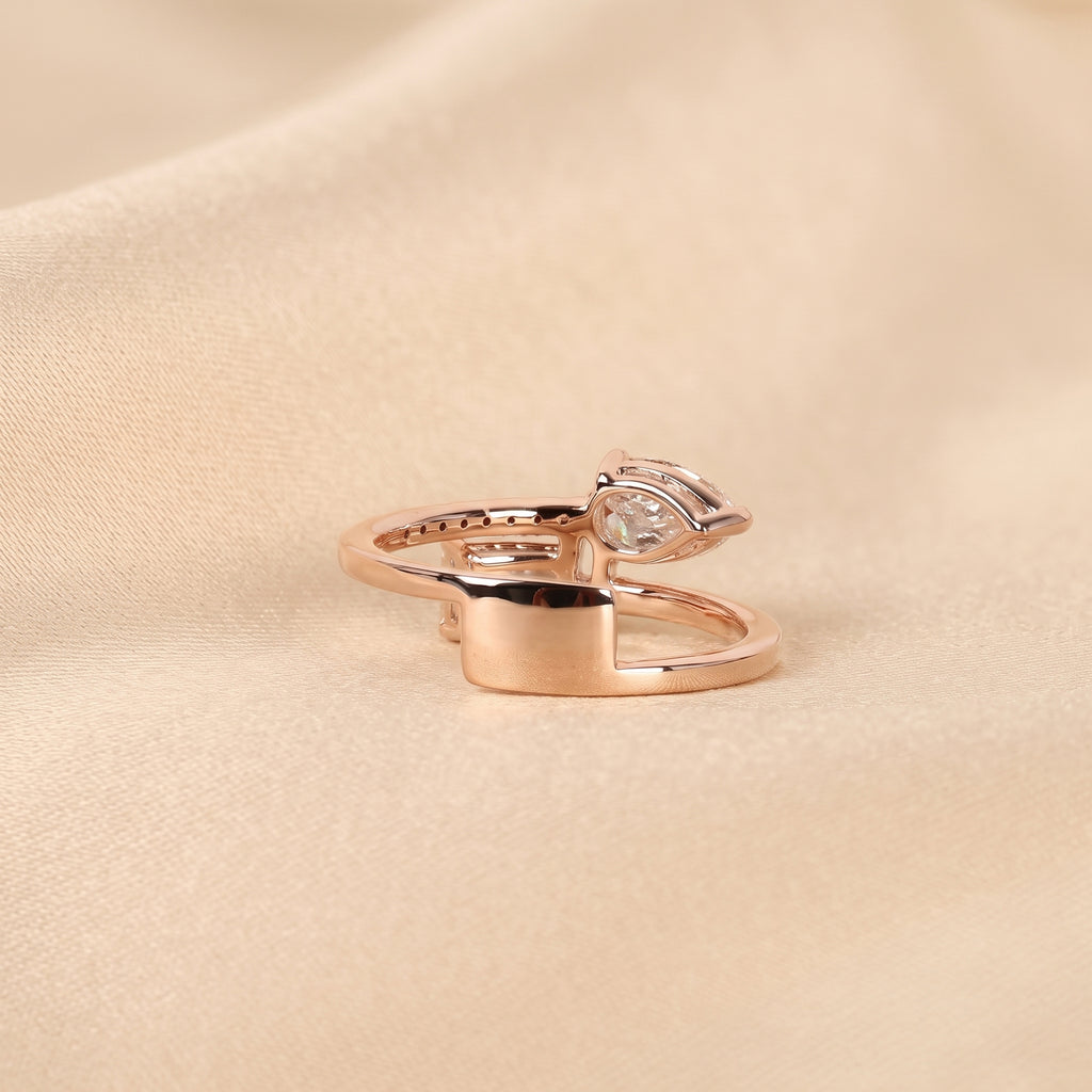 Radiant & Pear Lab Grown Diamond Toi et Moi Ring in 10K Rose Gold 1.50 CTW
