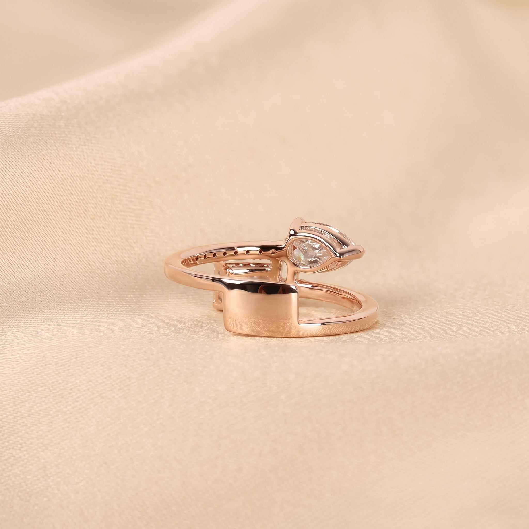 Radiant & Pear Lab Grown Diamond Toi et Moi Ring in 10K Rose Gold 1.50 CTW