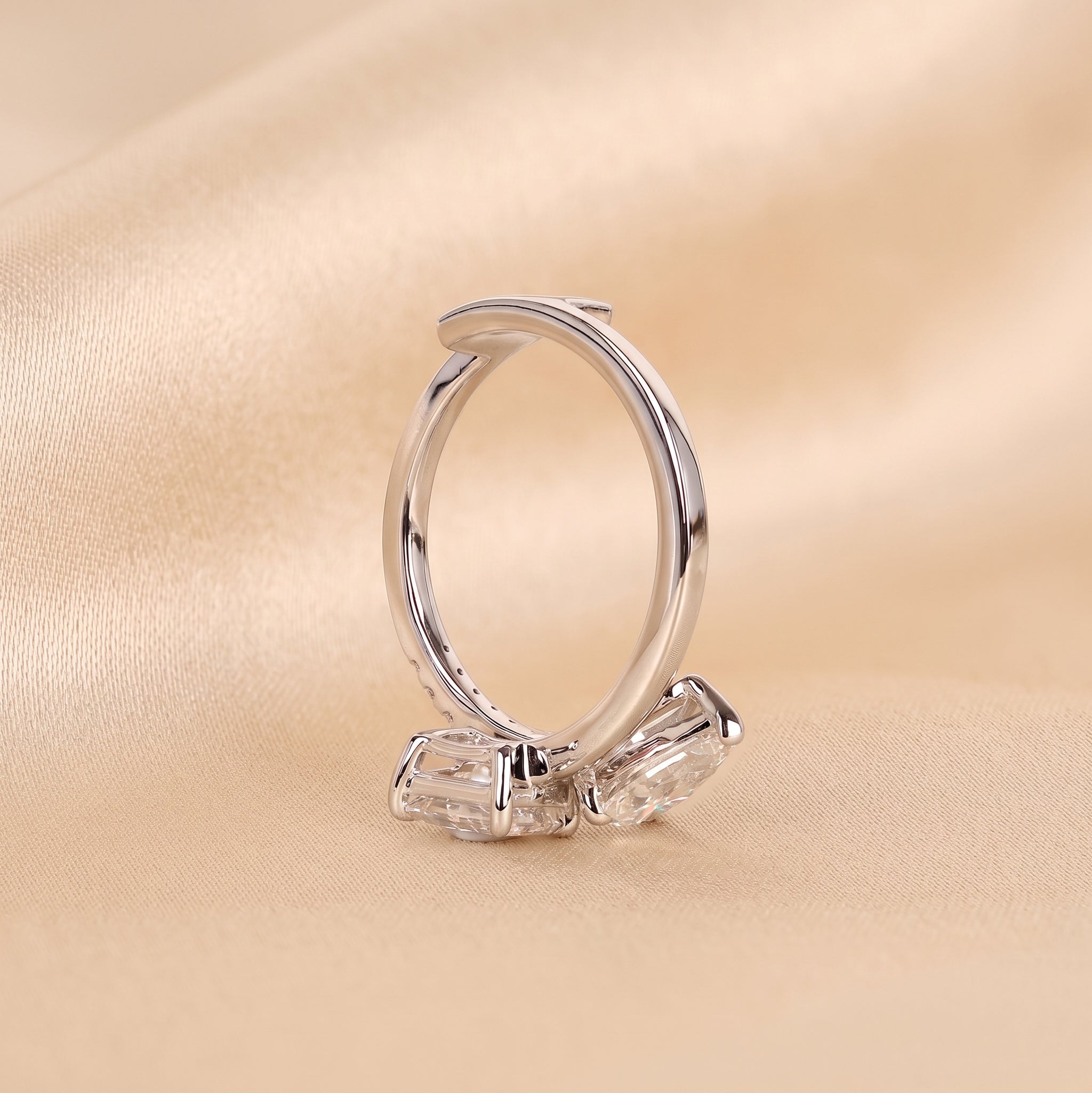 Radiant & Pear Lab Grown Diamond Toi et Moi Ring in 10K White Gold 1.50 CTW