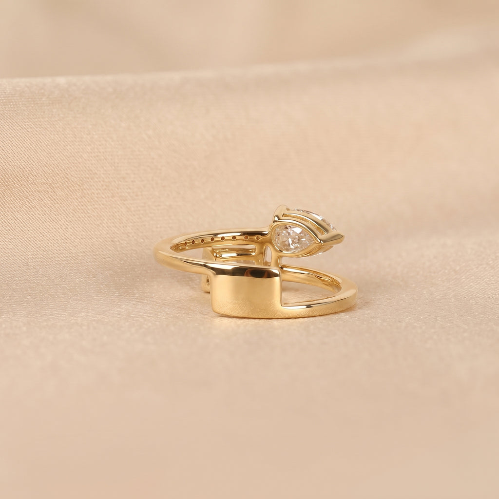 Radiant & Pear Lab Grown Diamond Toi et Moi Ring in 10K Yellow Gold 1.50 CTW