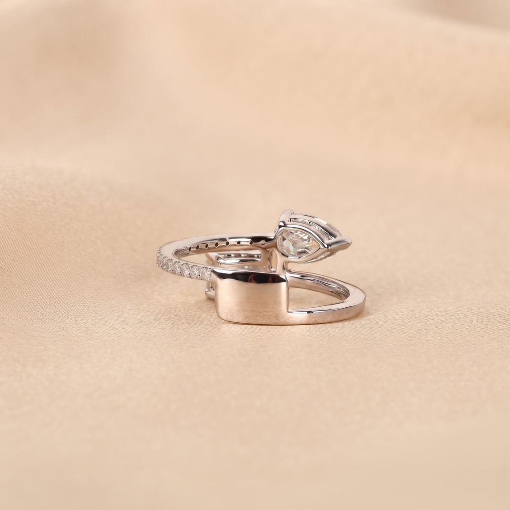 Radiant & Pear Lab Grown Diamond Toi et Moi Ring in 14K White Gold 1.50 CTW