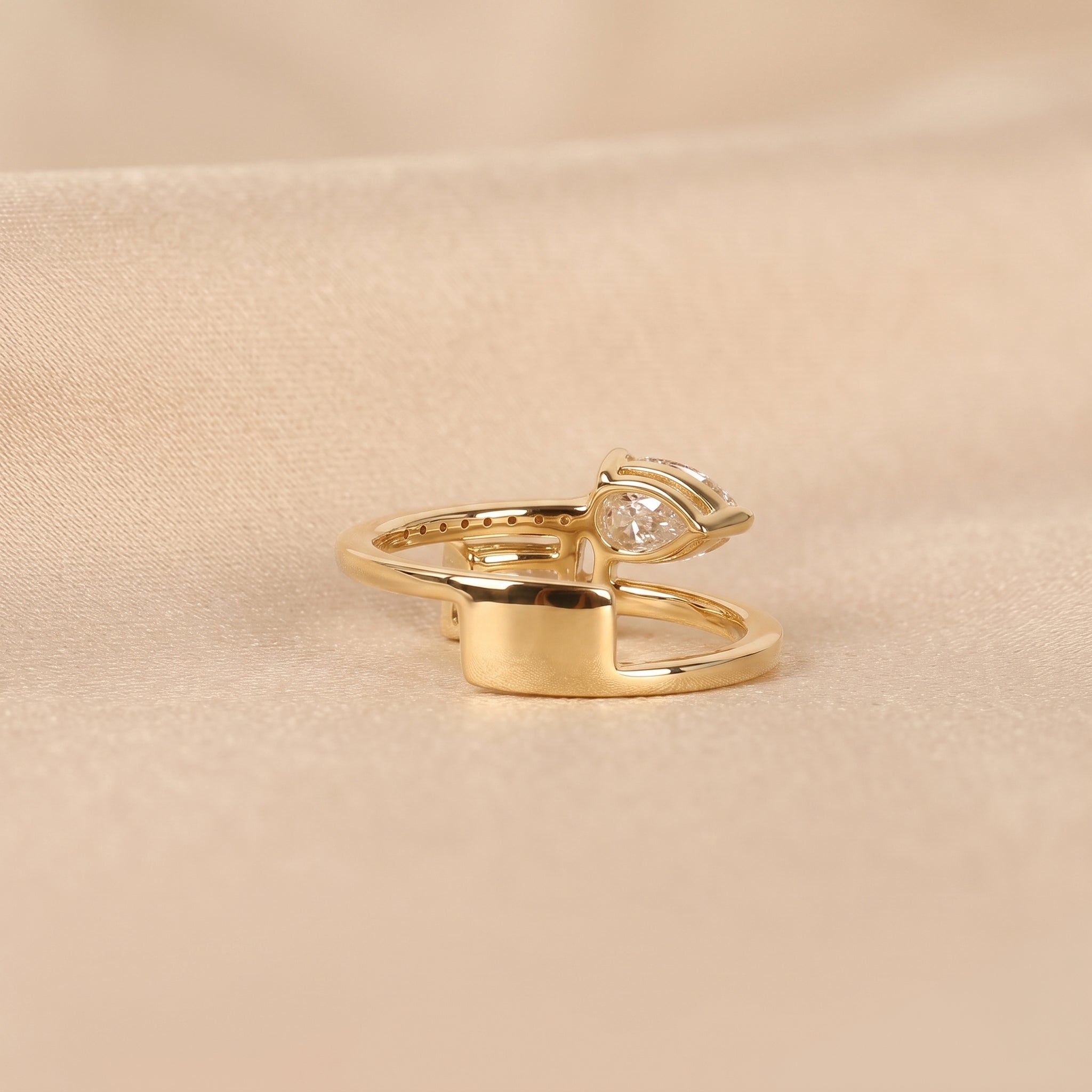 Radiant & Pear Lab Grown Diamond Toi et Moi Ring in 14K Yellow Gold 1.50 CTW