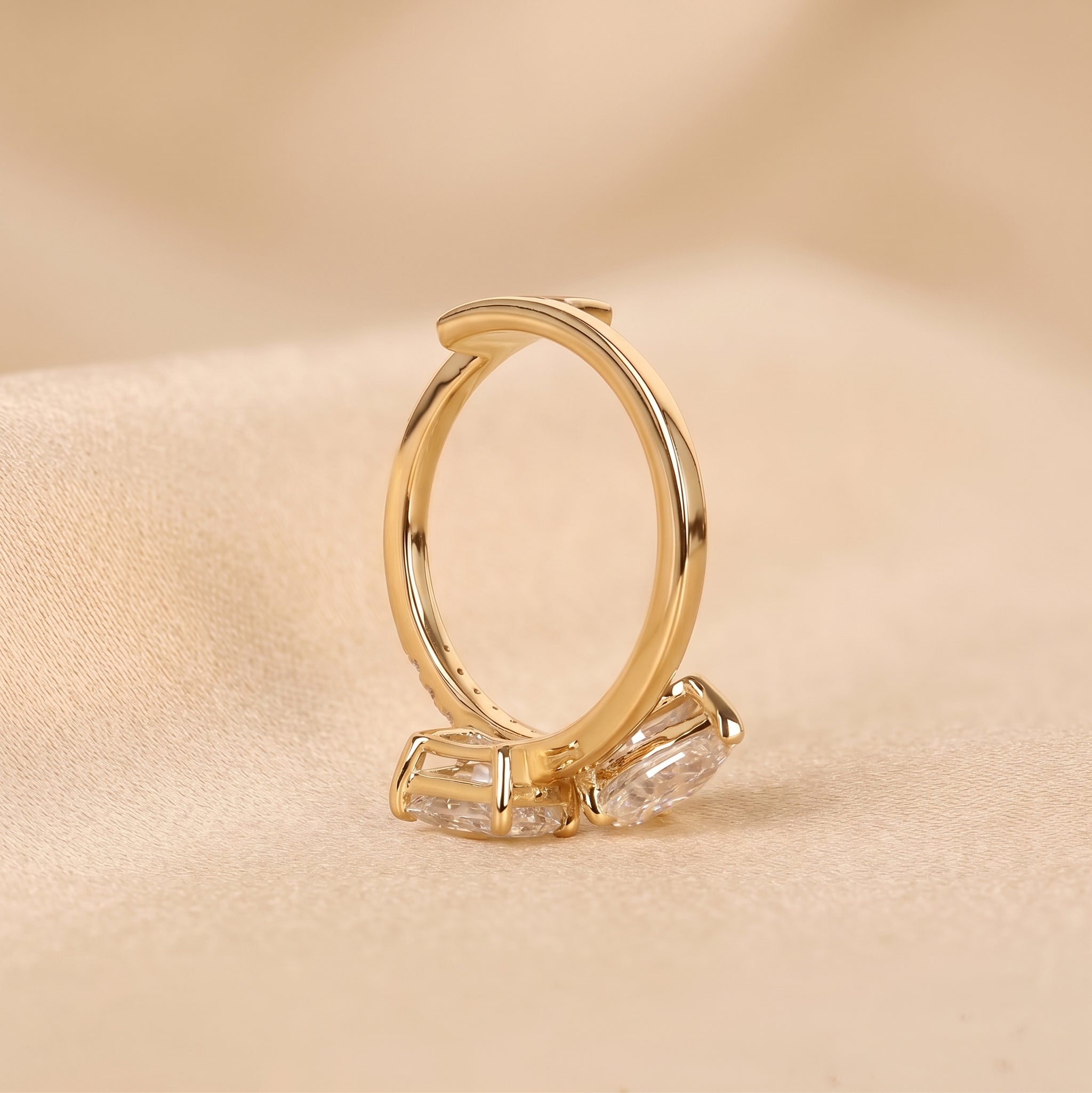 Radiant & Pear Lab Grown Diamond Toi et Moi Ring in 14K Yellow Gold 1.50 CTW