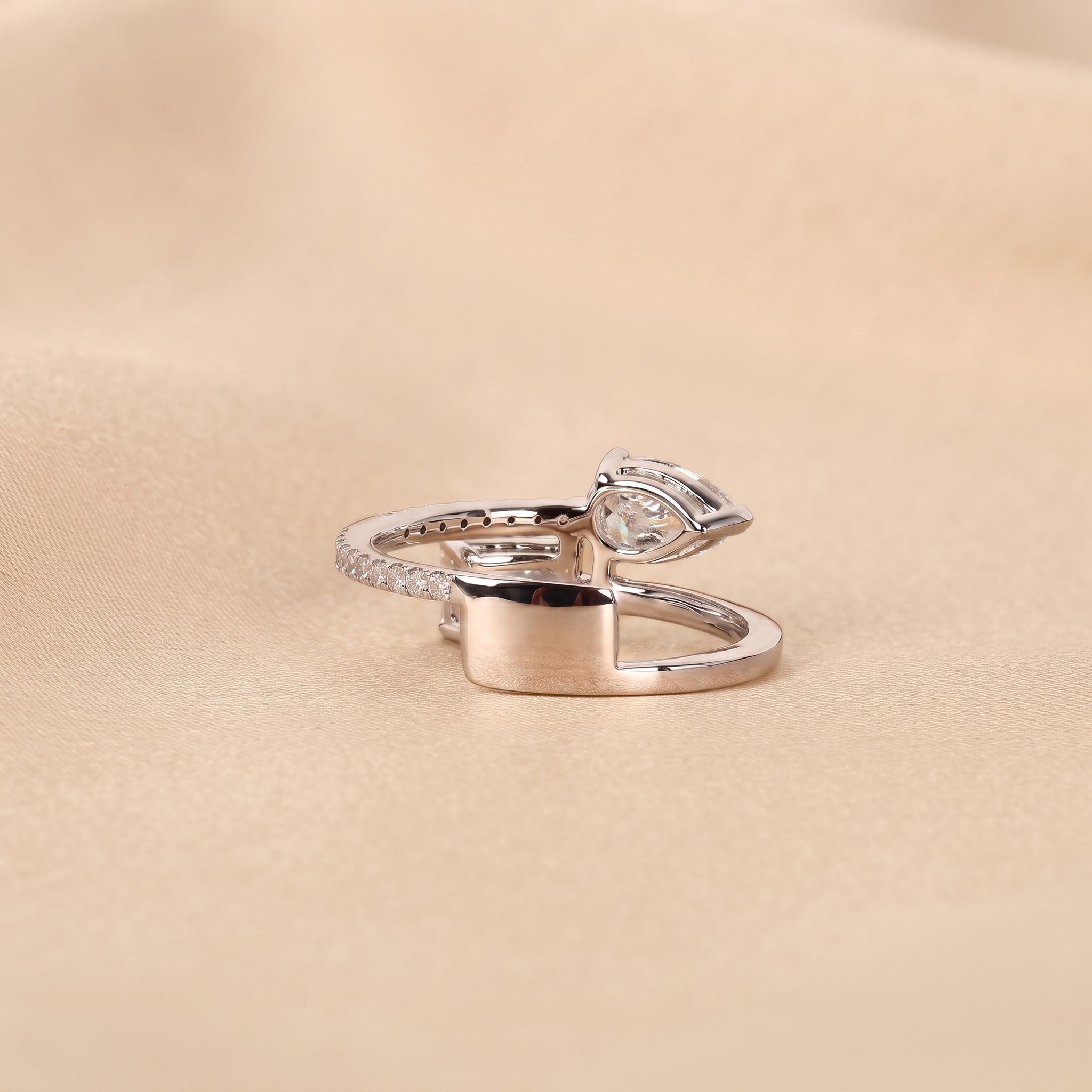 Radiant & Pear Lab Grown Diamond Toi et Moi Ring in 18K White Gold 1.50 CTW