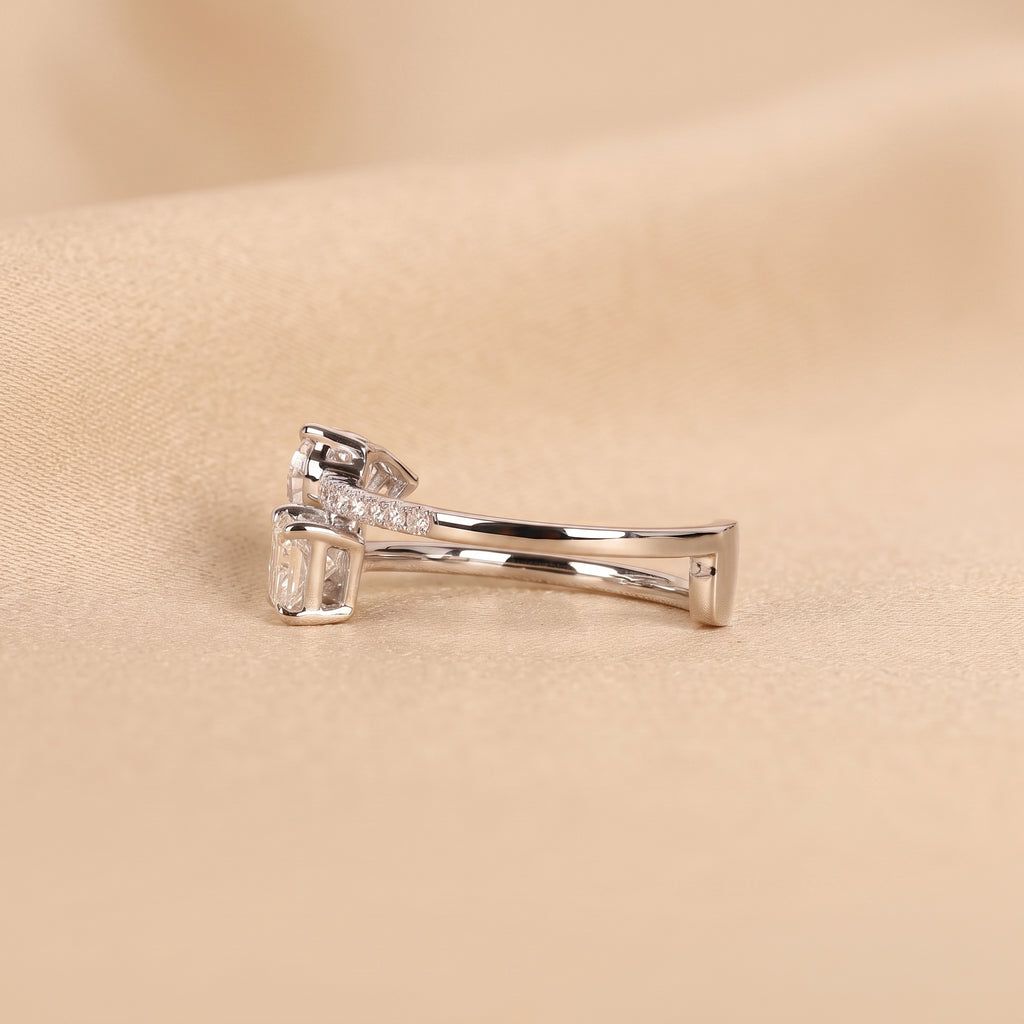 Radiant & Pear Lab Grown Diamond Toi et Moi Ring in 18K White Gold 1.50 CTW