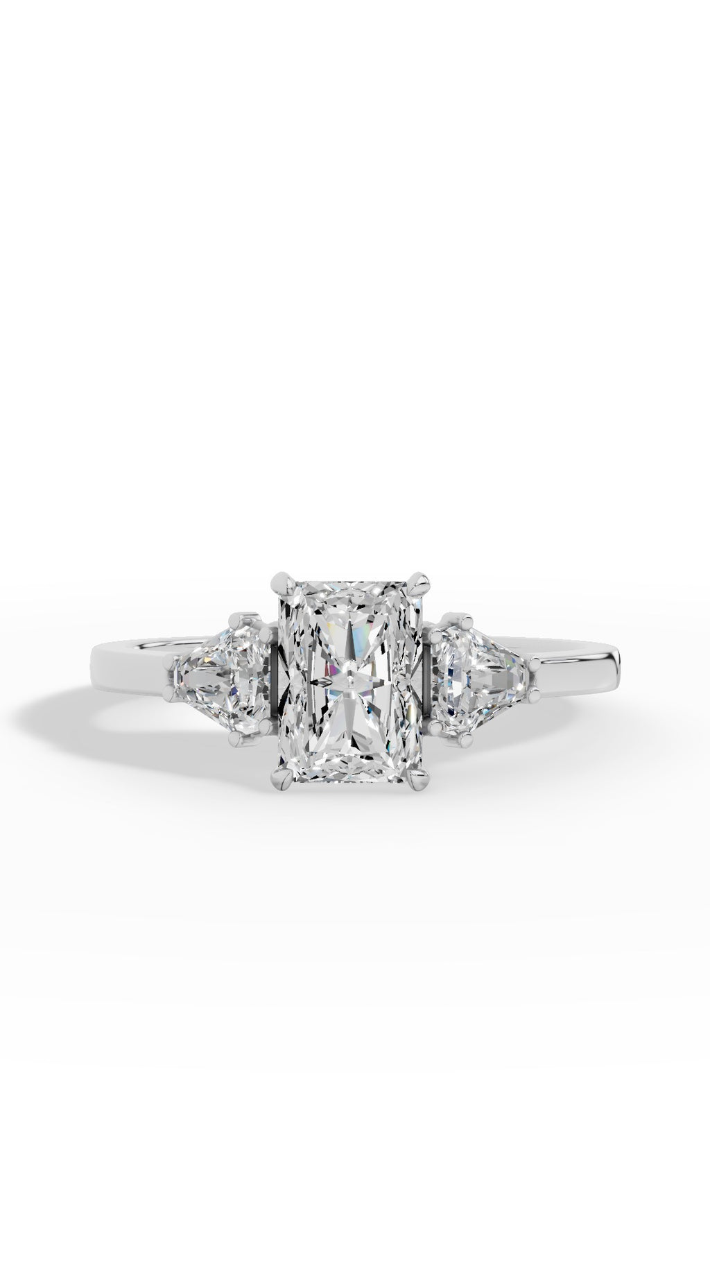 Radiant Trio Ring With Half Moon Cut 925 Sterling Silver 1.35 CTW