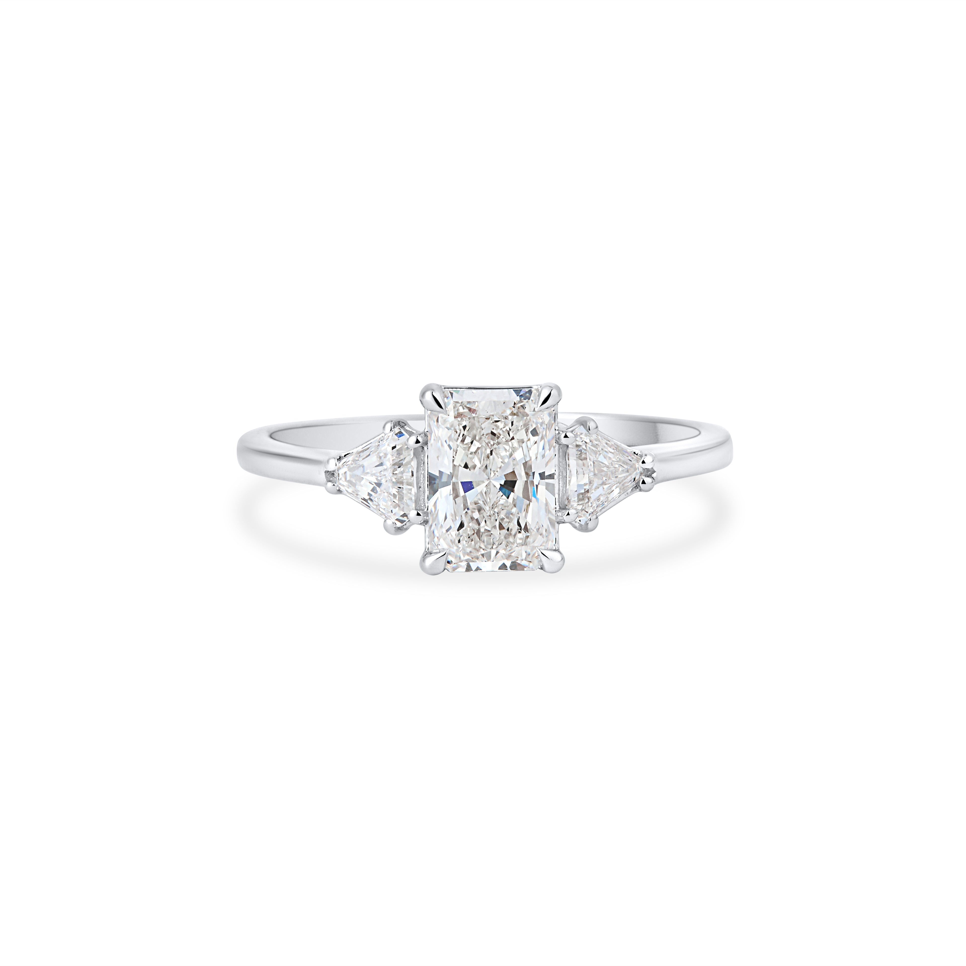 Radiant Trio Ring With Half Moon Cut Lab Grown Diamond