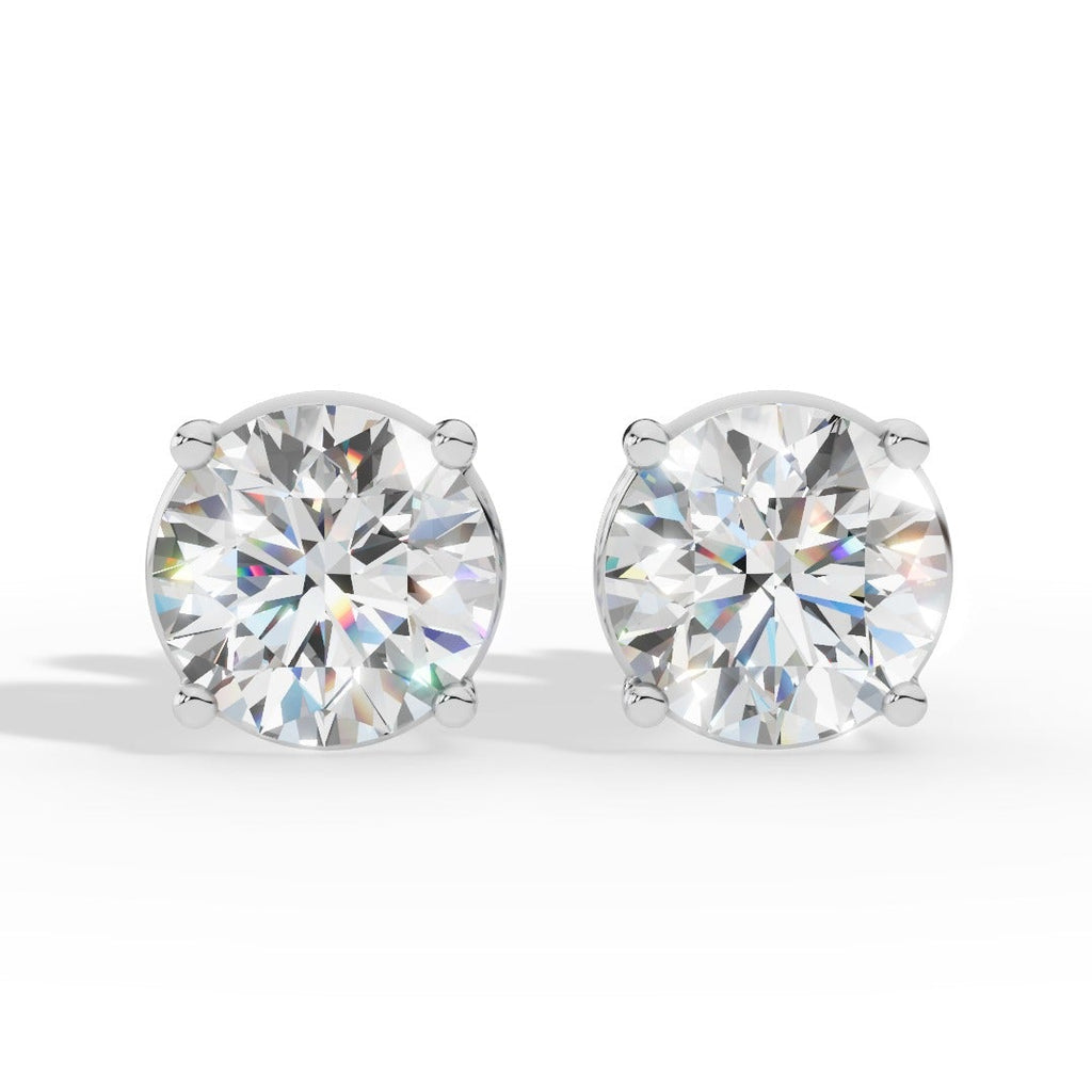 Round Cut Four Prong Solitaire Lab Grown Diamond Stud Earrings