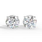 Round Cut Four Prong Solitaire Lab Grown Diamond Stud Earrings