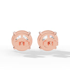 Round Cut Four Prong Solitaire Lab Grown Diamond Stud Earrings Rose Gold Back